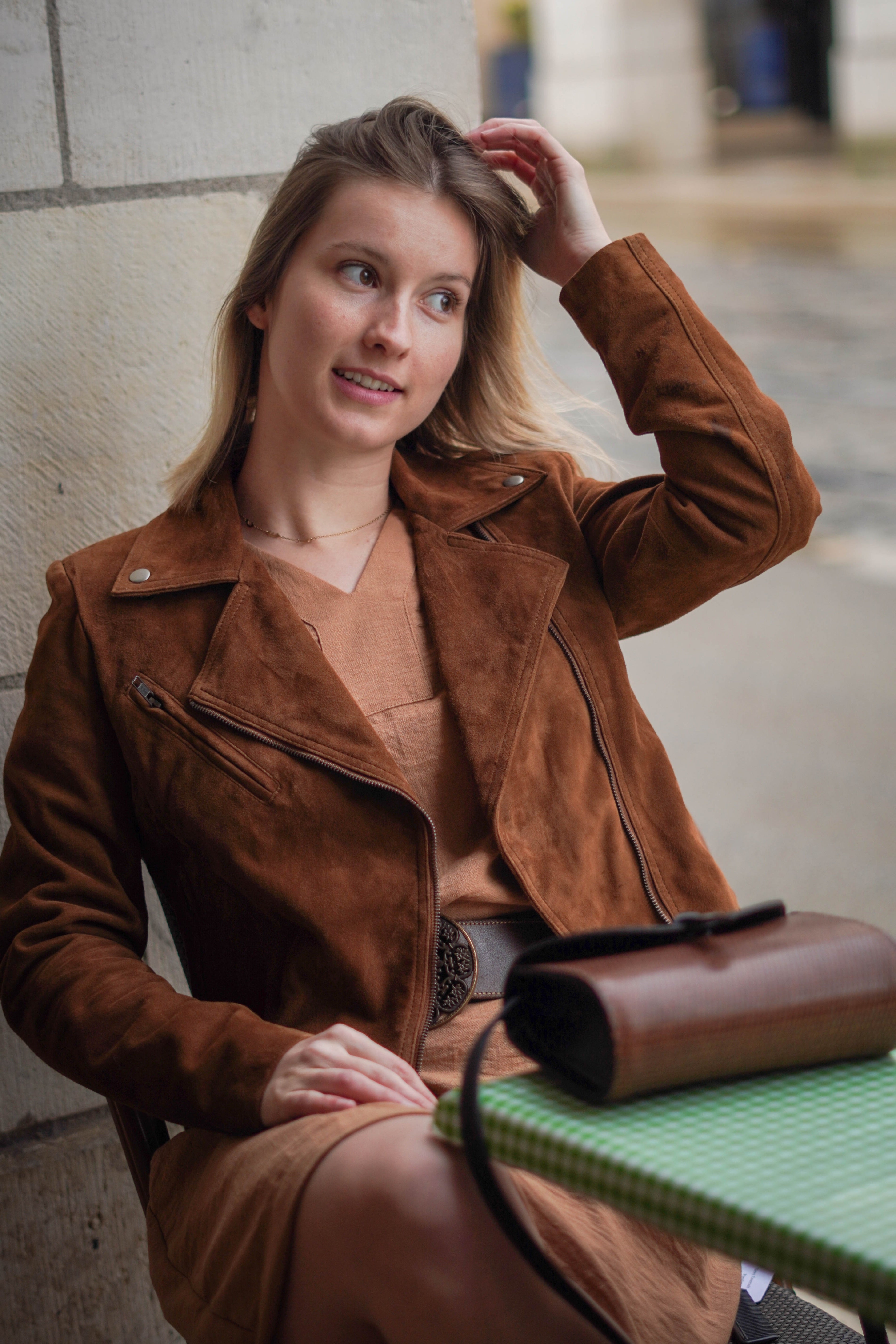 Veste Perfecto en Peau Velours d'Agneau